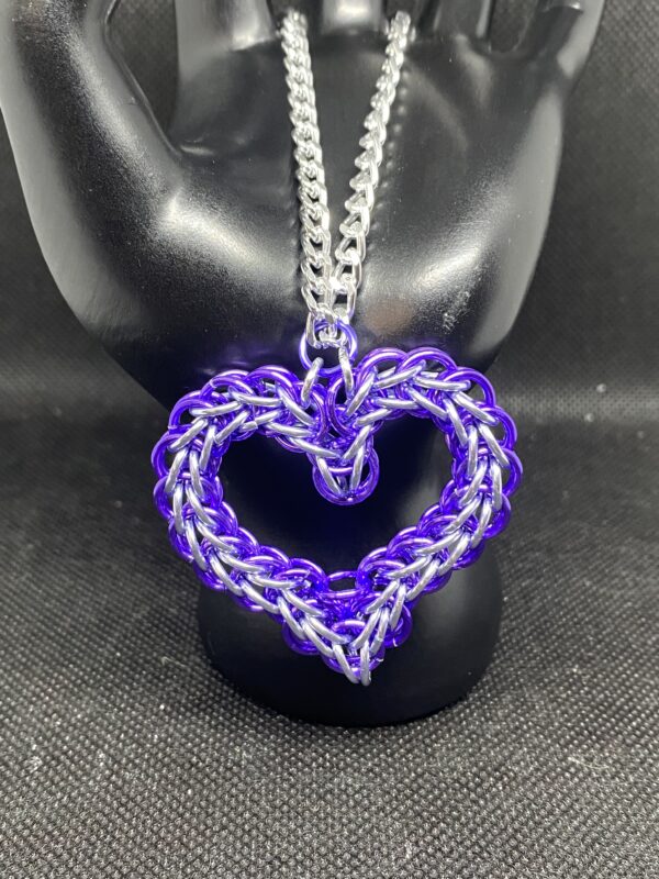 Heart ornament purple silver