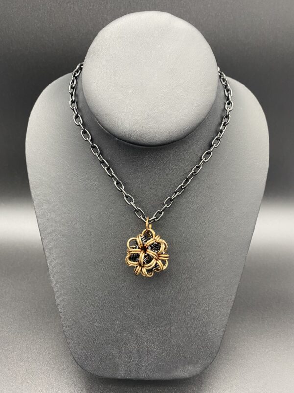 Necklace Dodecahedron Bronze Black