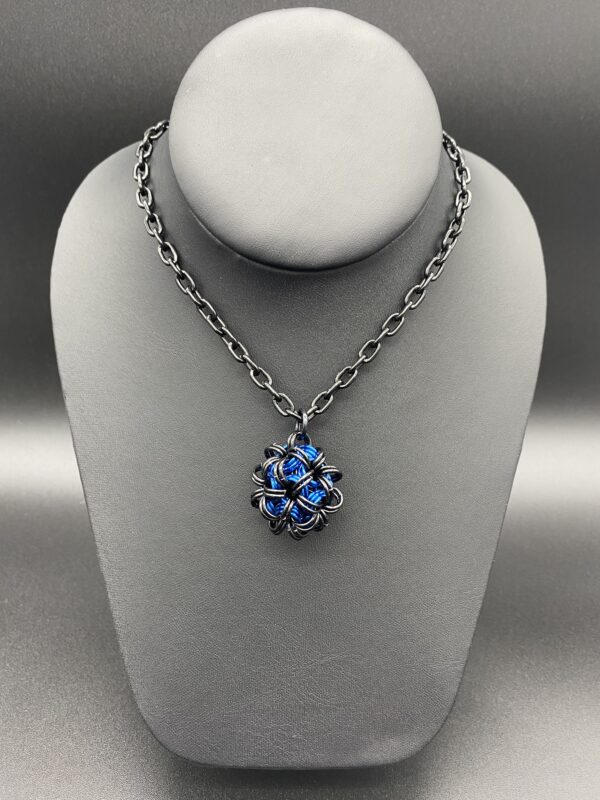 Necklace Dodecahedron Black Ice Blue