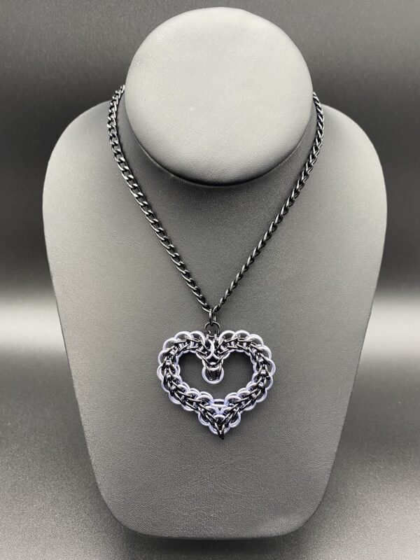 Necklace Heart Charm Silver Black