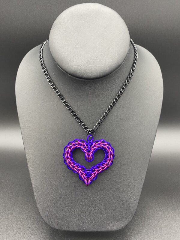 Necklace Heart Charm Purple Pink