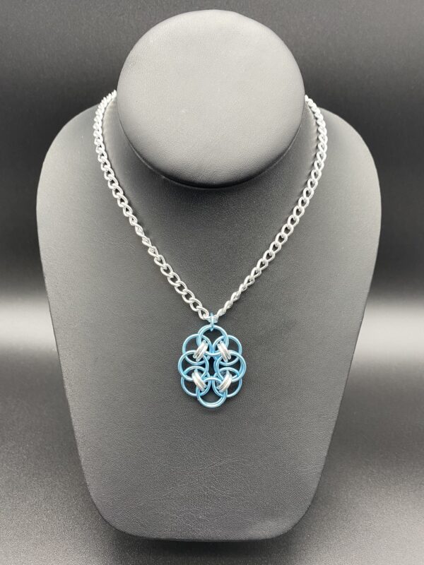 Necklace Helm Flower Light Blue Silver