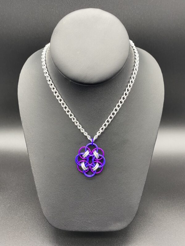 Necklace Helm Flower Purple Violet Silver