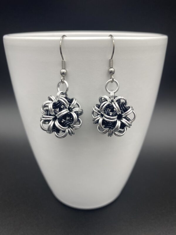 Dodecahedron Earrings Silver Black