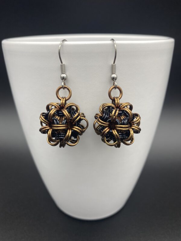 Dodecahedron Earrings Bronze Black