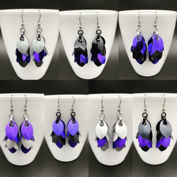 Feathered Scale Earrings Purple