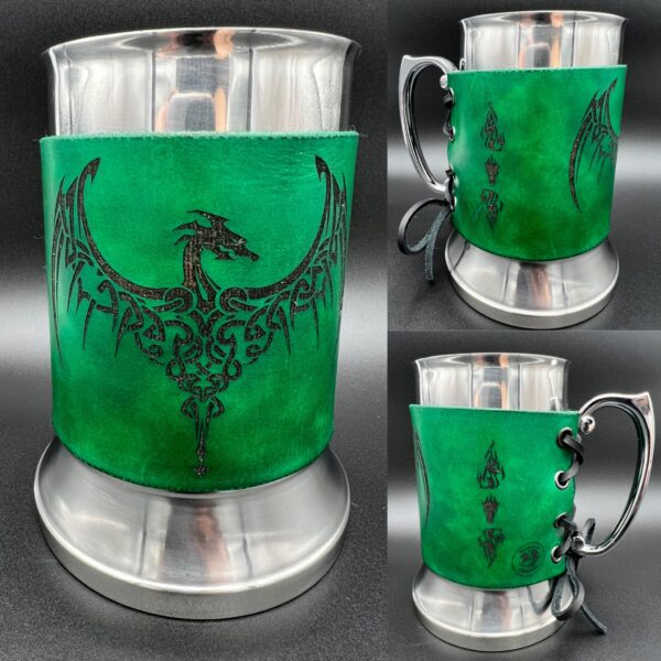 Celtic Dragon Leather Wrapped Tankard - Image 2