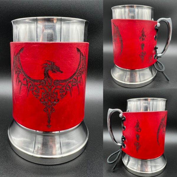 Celtic Dragon Leather Wrapped Tankard - Image 3