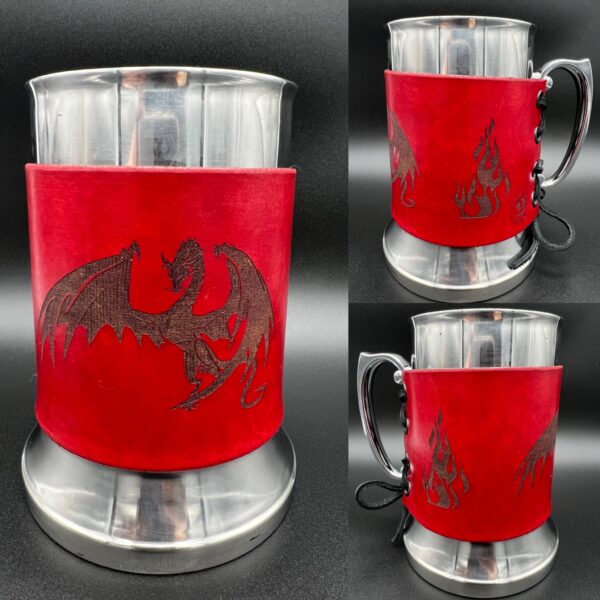 Fire Dragon Leather Wrapped Tankard