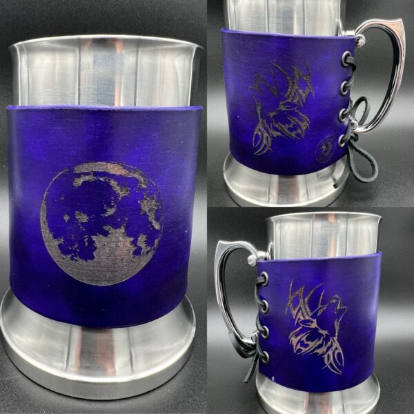 Tribal Wolf Leather Wrapped Tankard