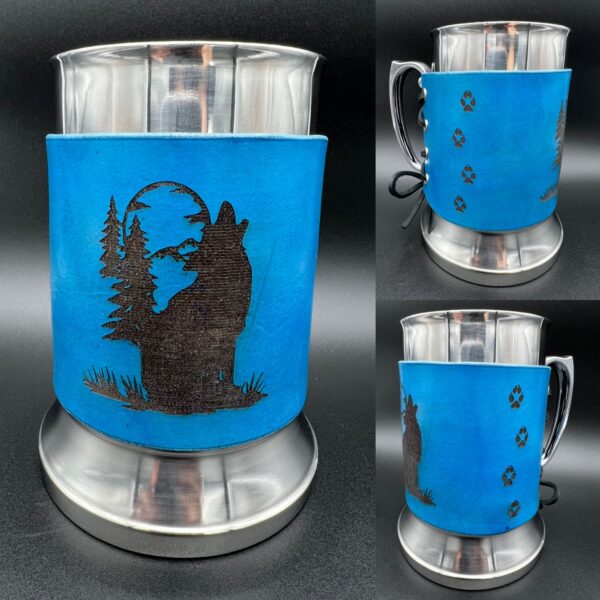 PNW Wolf Leather Wrapped Tankard - Image 2
