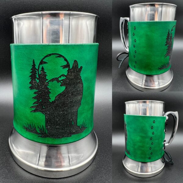 PNW Wolf Leather Wrapped Tankard - Image 3