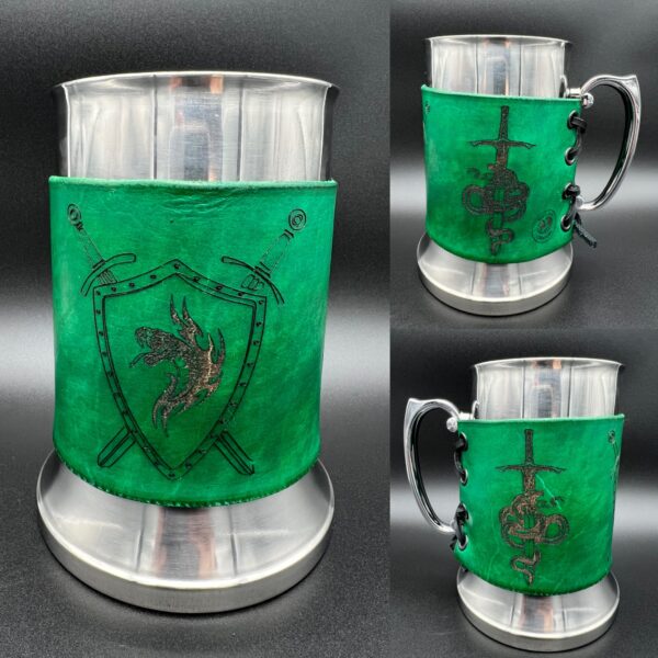 Serpent Shield Leather Wrapped Tankard
